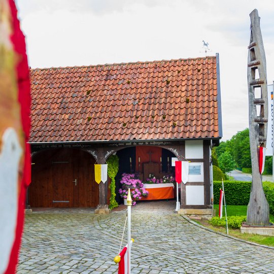 Fronleichnams-Altar der Kolpingsfamilie Hollage im Heimathaus.